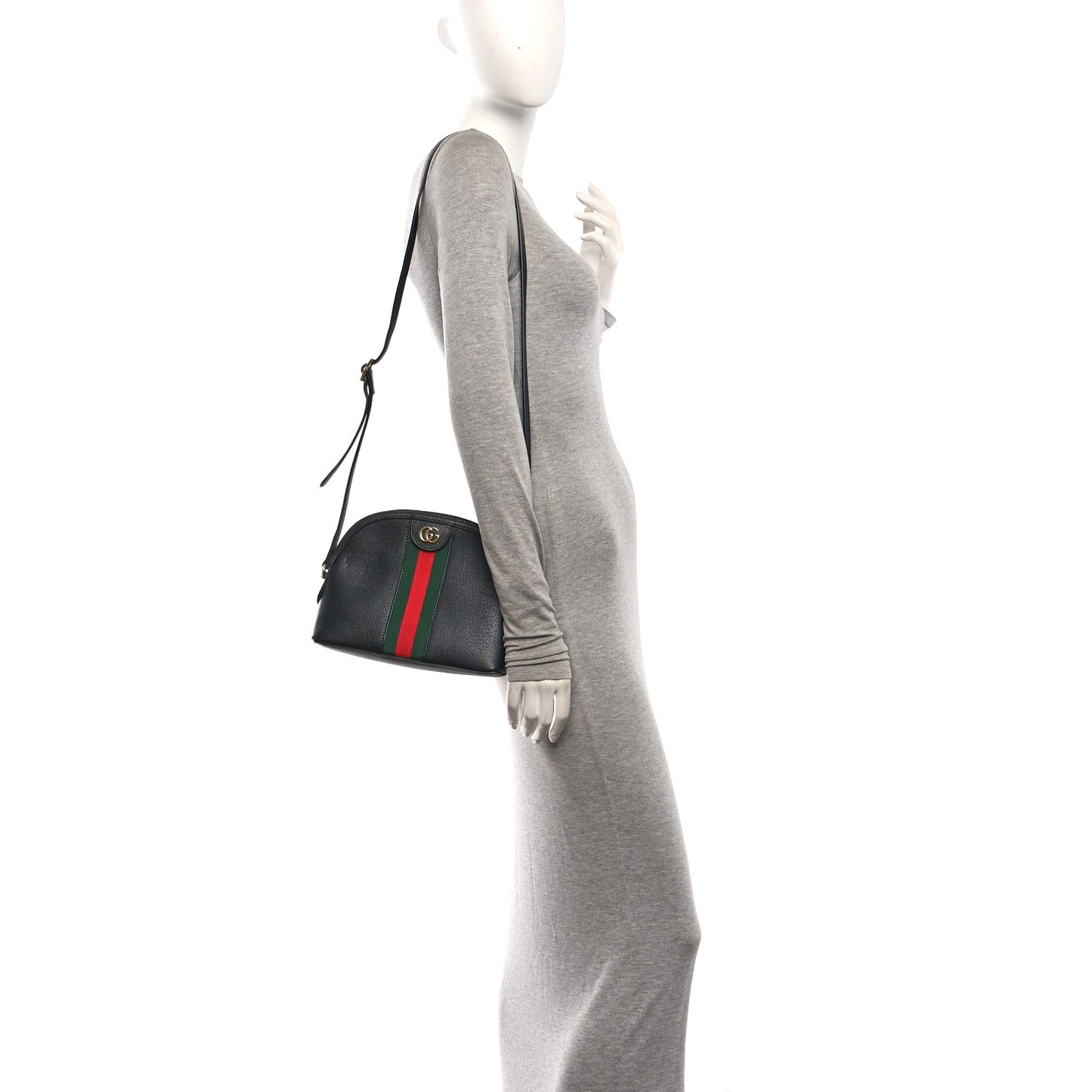 Suede Patent Web GG Small Ophidia Dome Shoulder Bag Black