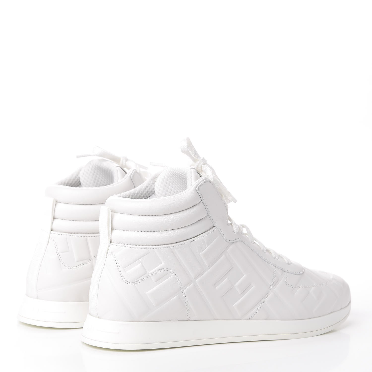 Fendi Nappa Macro FF Embossed Womens High Top Sneakers 36.5 White Ice 4 of 10
