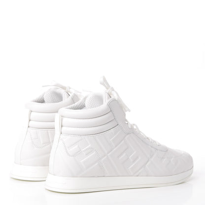 Fendi Nappa Macro FF Embossed Womens High Top Sneakers 36.5 White Ice 4 of 10