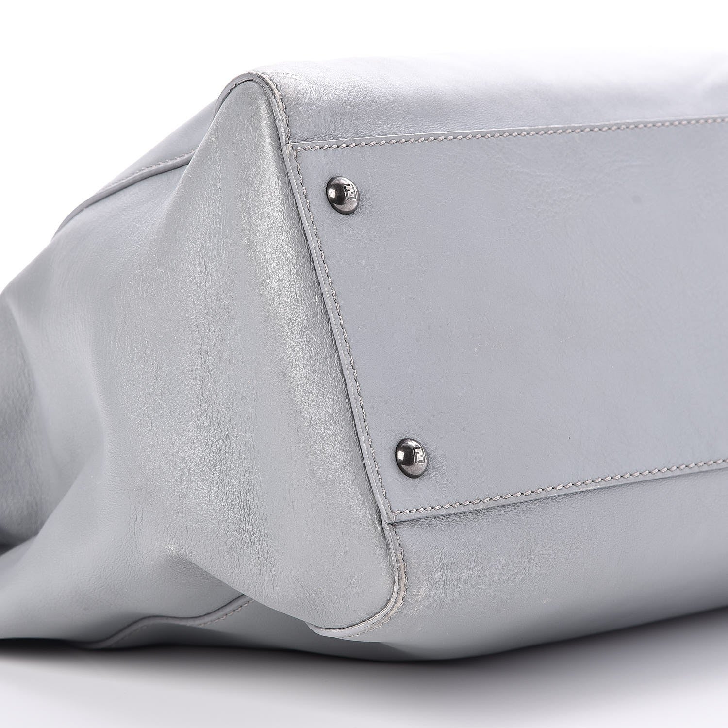 Fendi Vitello Suede Large Peekaboo Iconic Satchel Grigio Chiaro 9 of 10