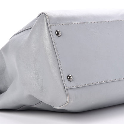 Fendi Vitello Suede Large Peekaboo Iconic Satchel Grigio Chiaro 9 of 10