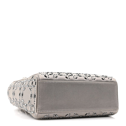 Christian Dior Satin Crystal Cannage Mini Lady Dior Gray 4 of 10