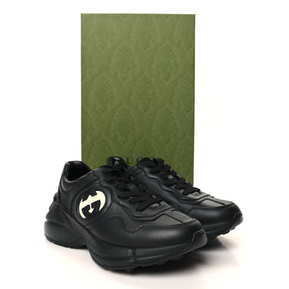 Gucci Dali Soft Calfskin Cut Out Interlocking G Womens Rhyton Sneakers 36.5 Black Ivoire 9 of 9