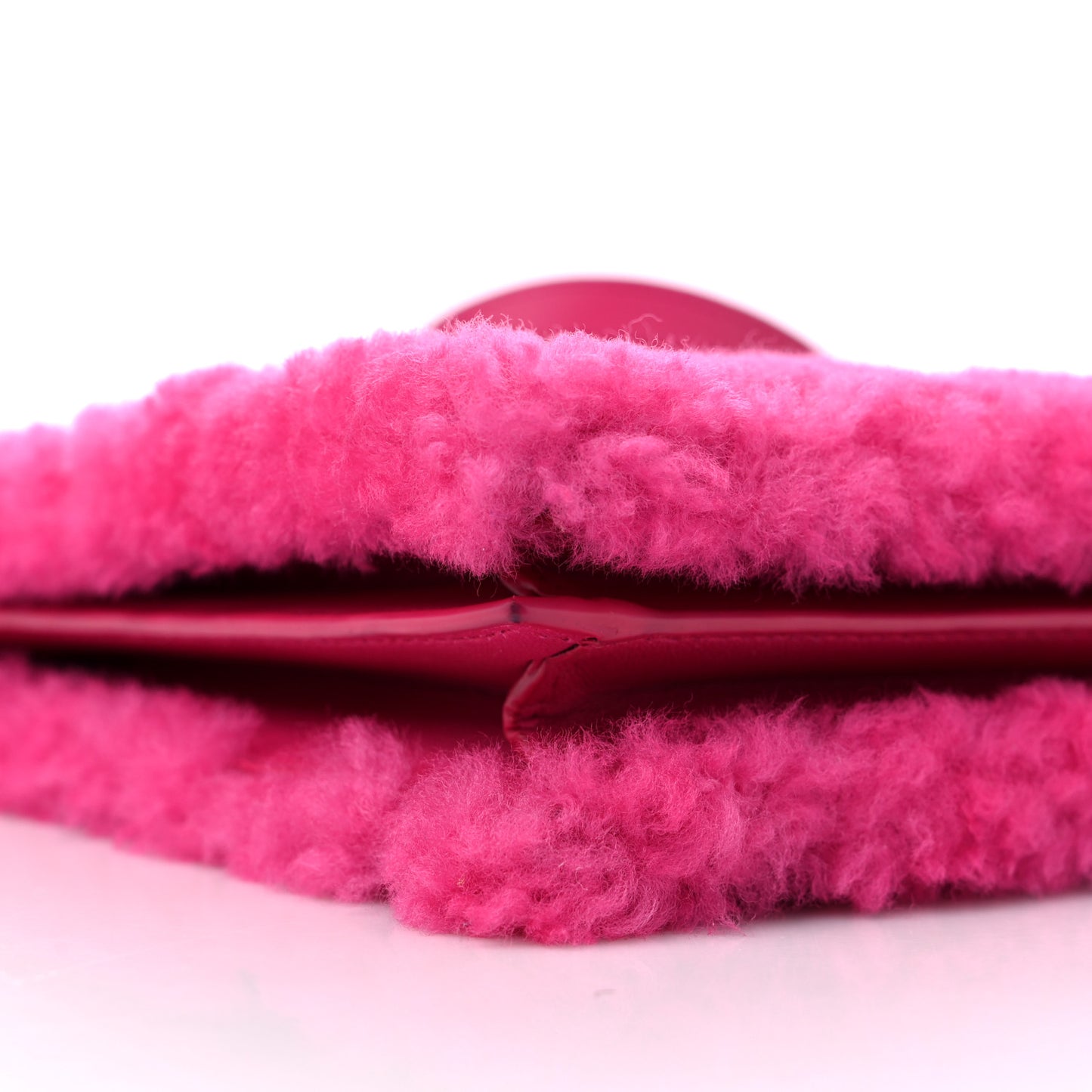 Shearling Quilted Le Maillon Square Crossbody Bag Fuxia