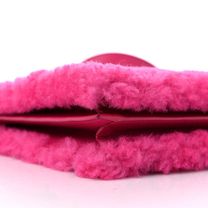 Saint Laurent Shearling Quilted Le Maillon Square Crossbody Bag Fuxia 8 of 10