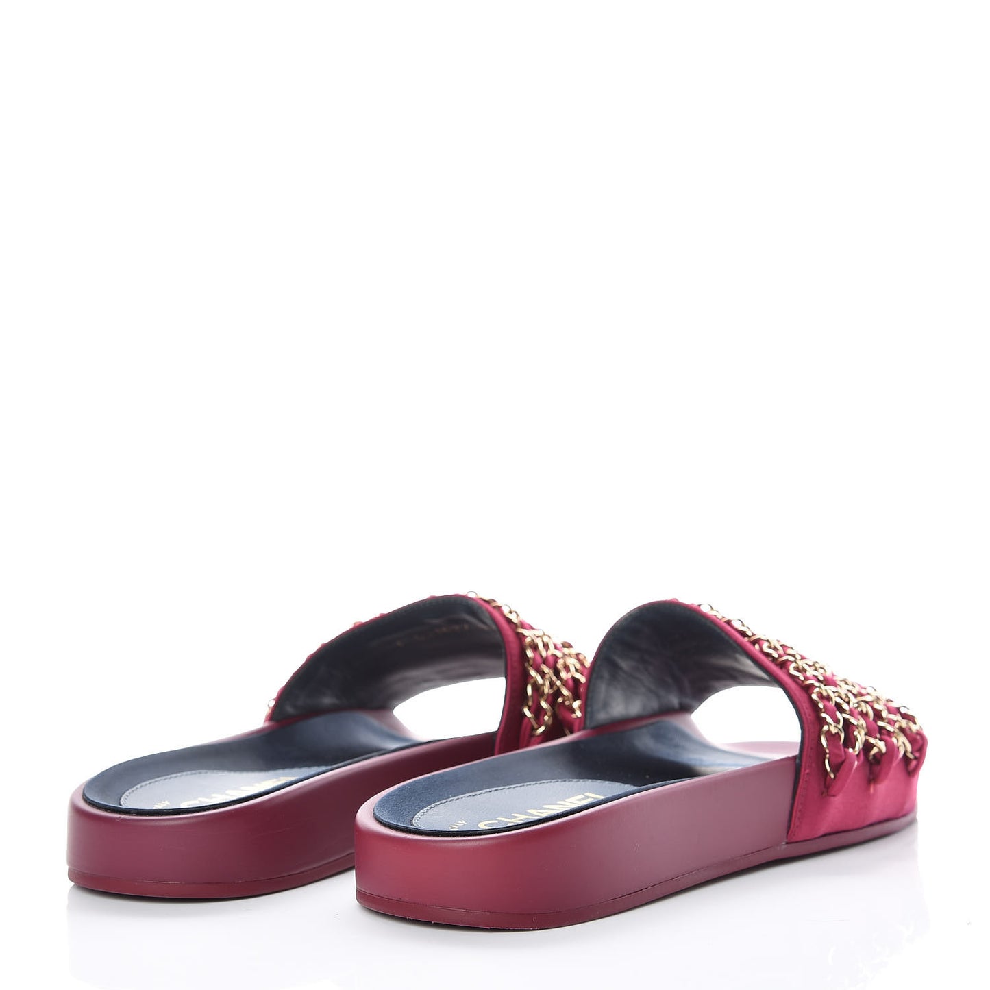 Satin Chain Flat Sandals 37 Dark Fuchsia