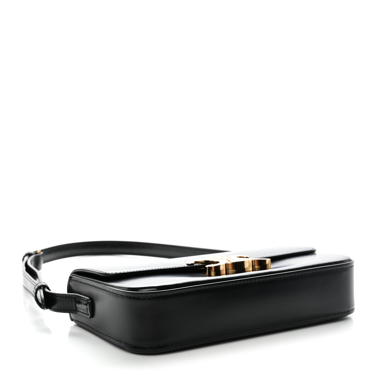 Celine Shiny Calfskin Triomphe Shoulder Bag Black 4 of 12