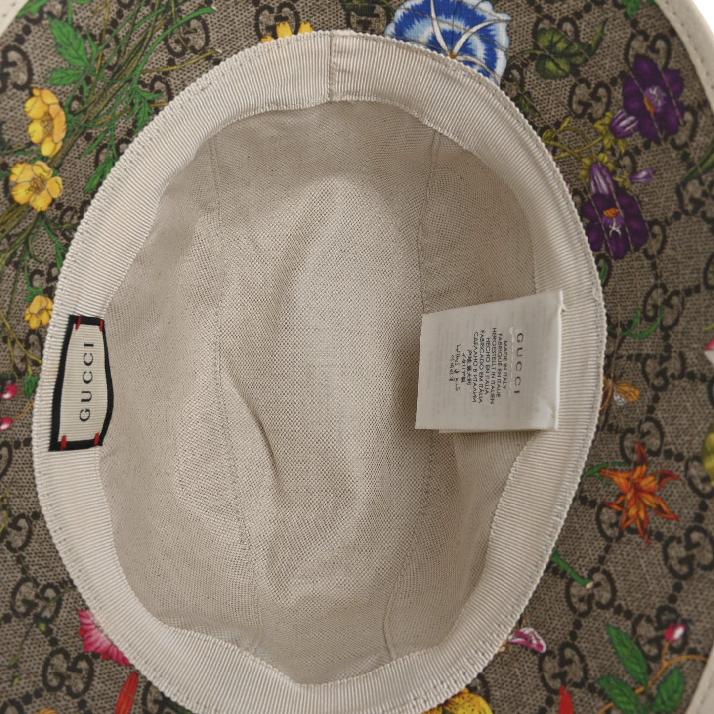 GG Supreme Monogram Flora Fedora Hat L White