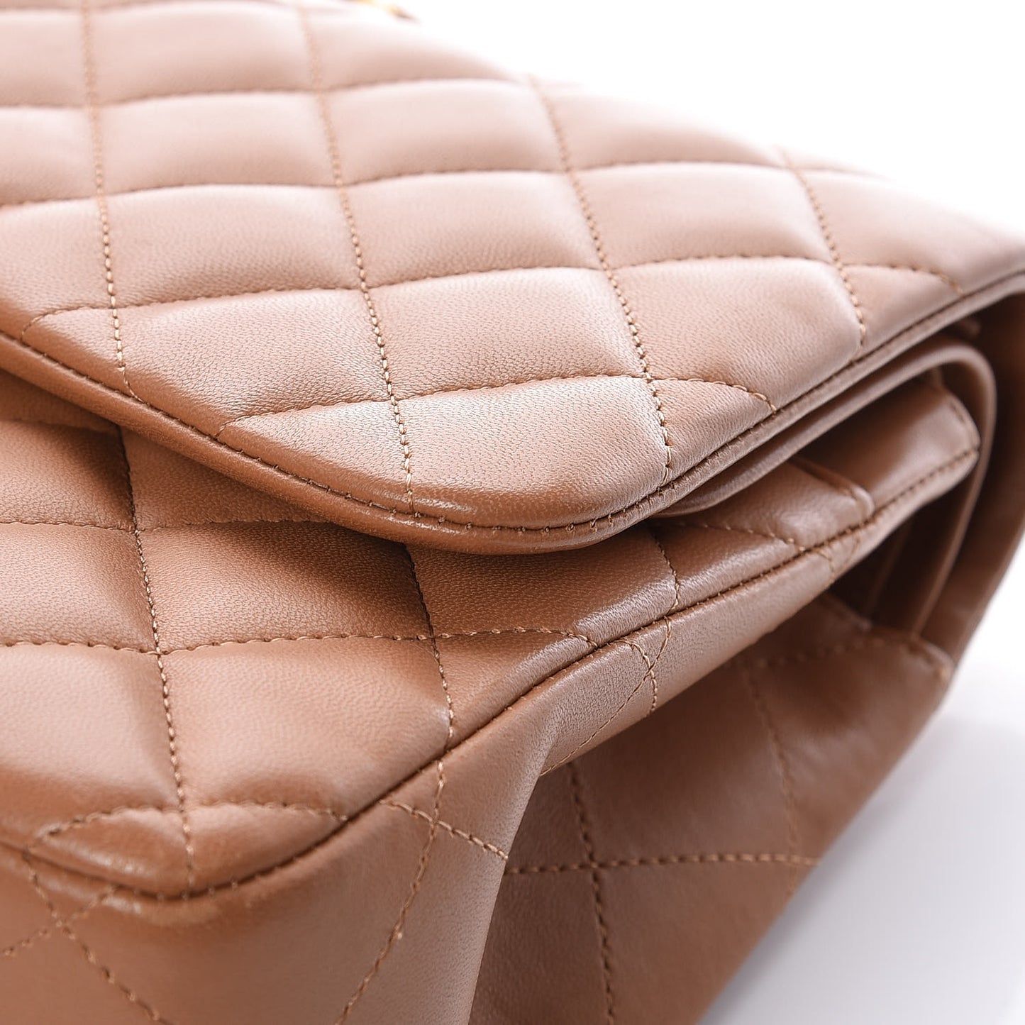 Lambskin Quilted Jumbo Double Flap Brown