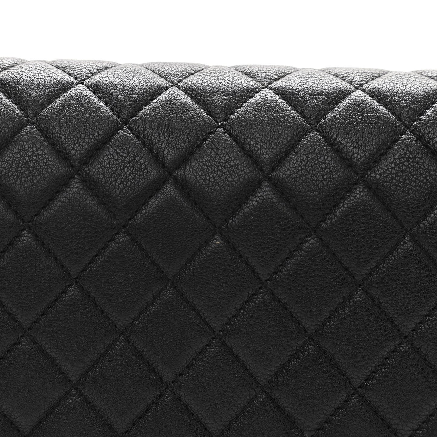 Grained Calfskin Quilted New Medium Boy Flap Black