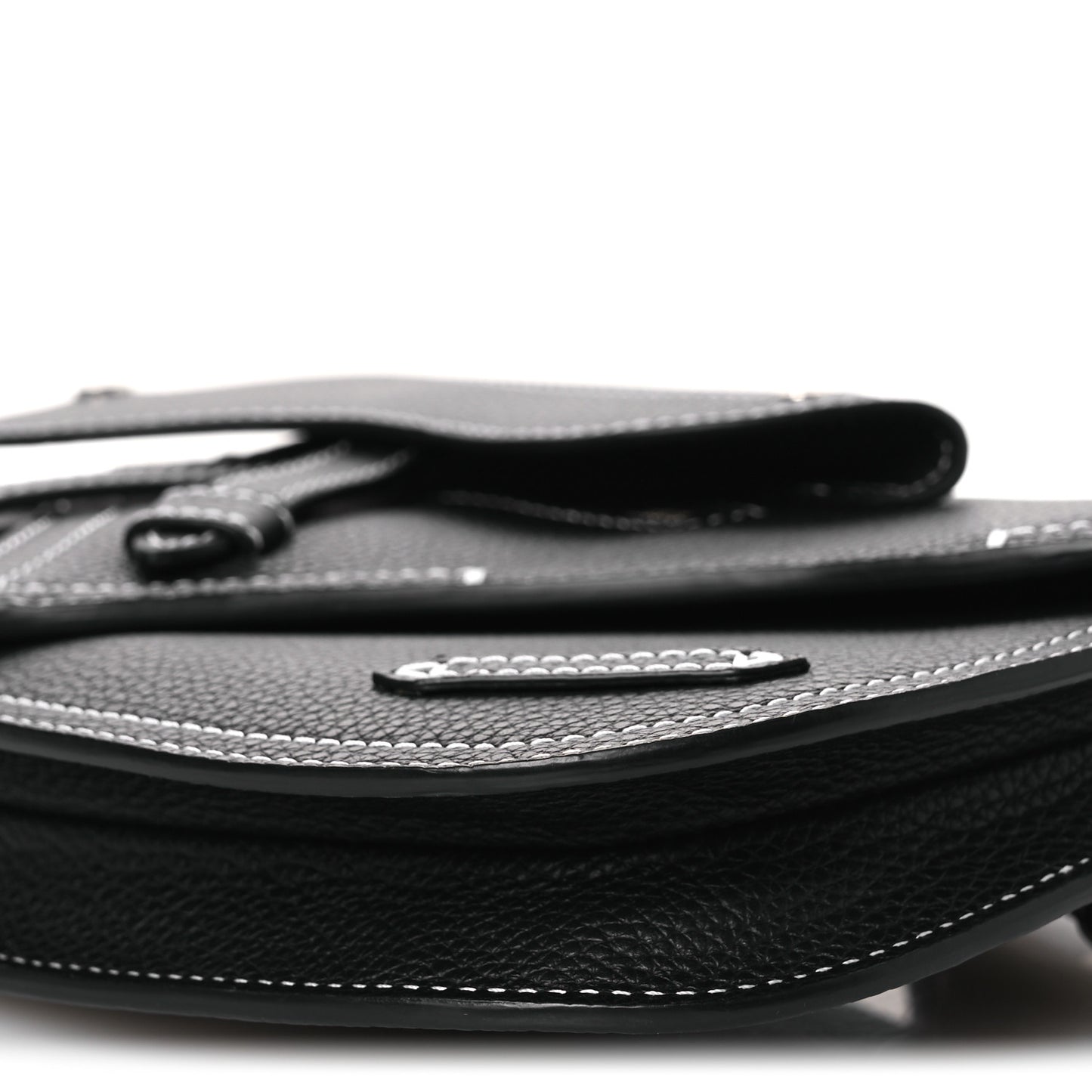 X KAWS Grained Calfskin Saddle Pouch Black