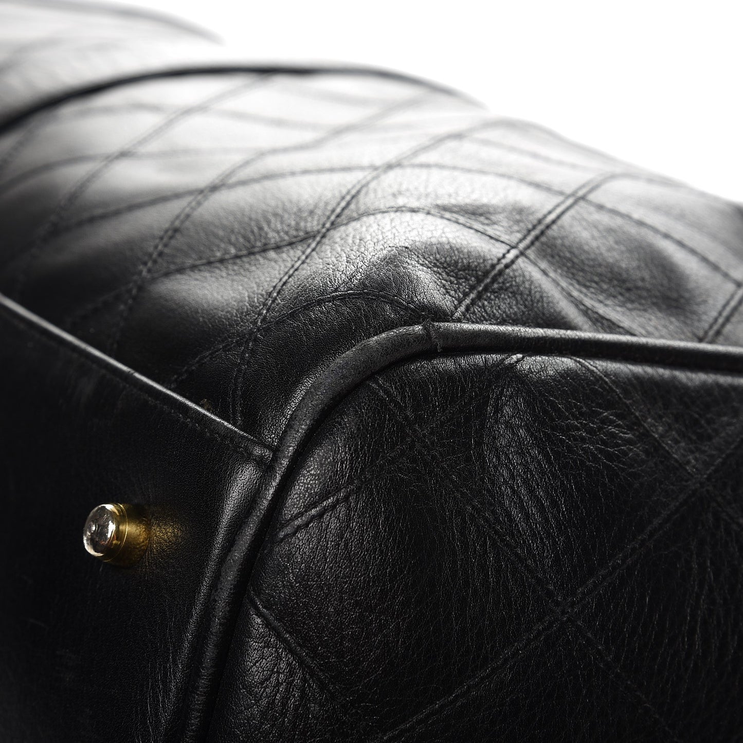 Calfskin Stitched Duffel Bag Black