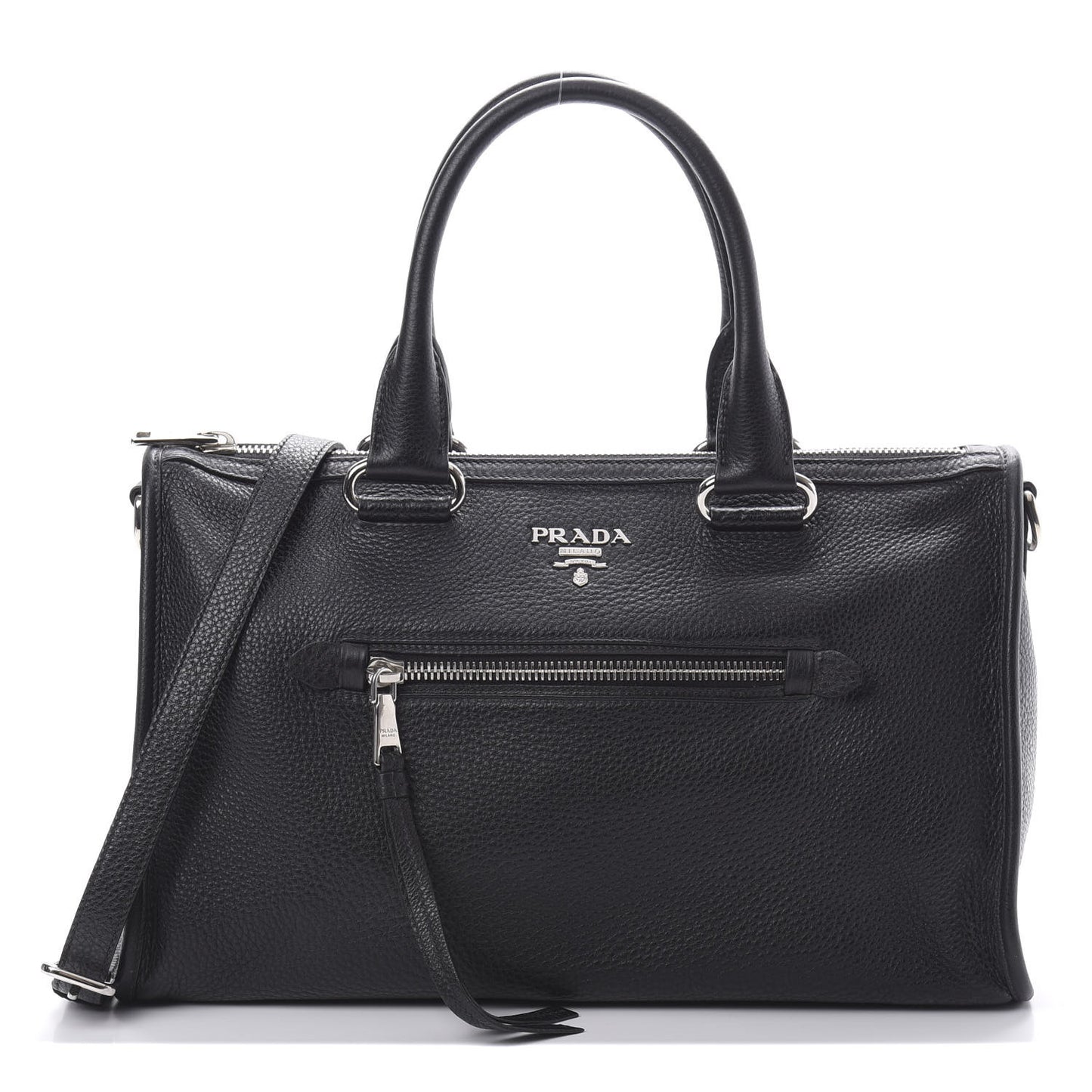 Vitello Daino Shopping Satchel Black