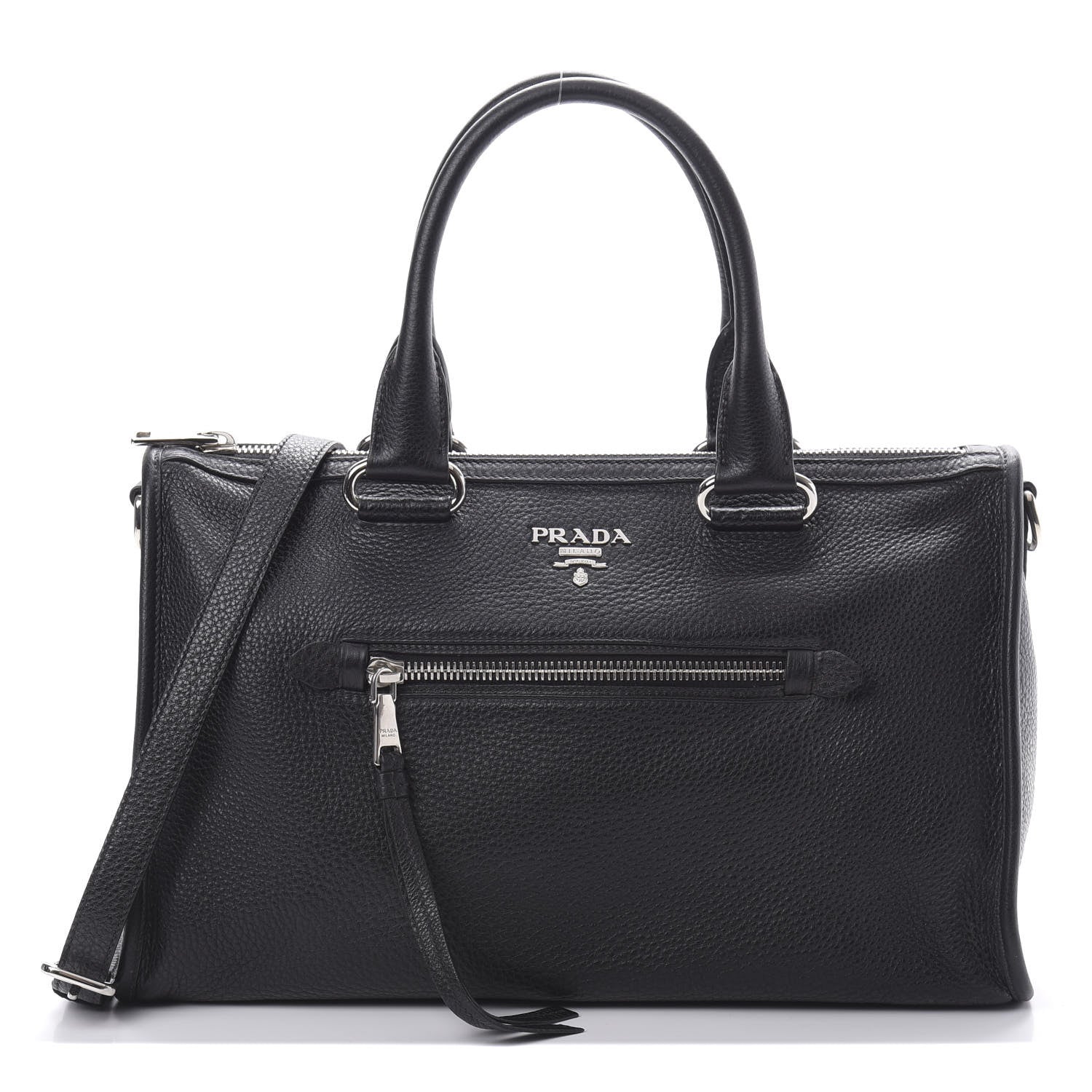 Prada Vitello Daino Shopping Satchel Black 1 of 12