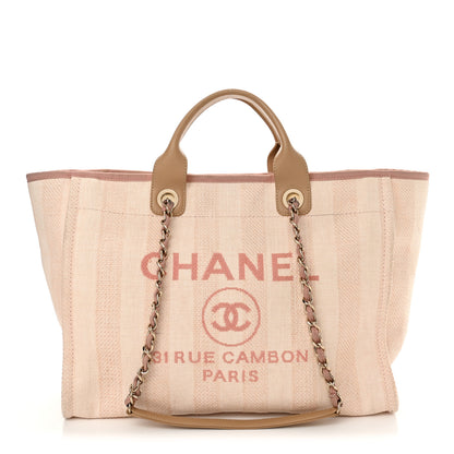 Chanel Mixed Fibers Calfskin Striped Medium Deauville Tote Light Pink 1 of 16