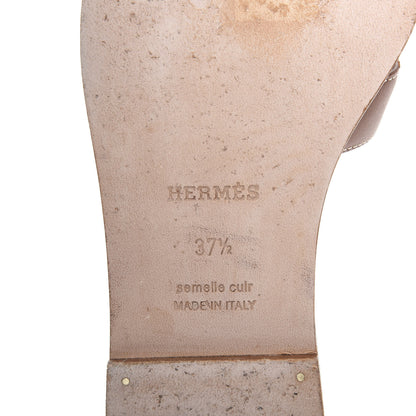 Hermes Box Calfskin Oran Sandals 37.5 Gold 7 of 9