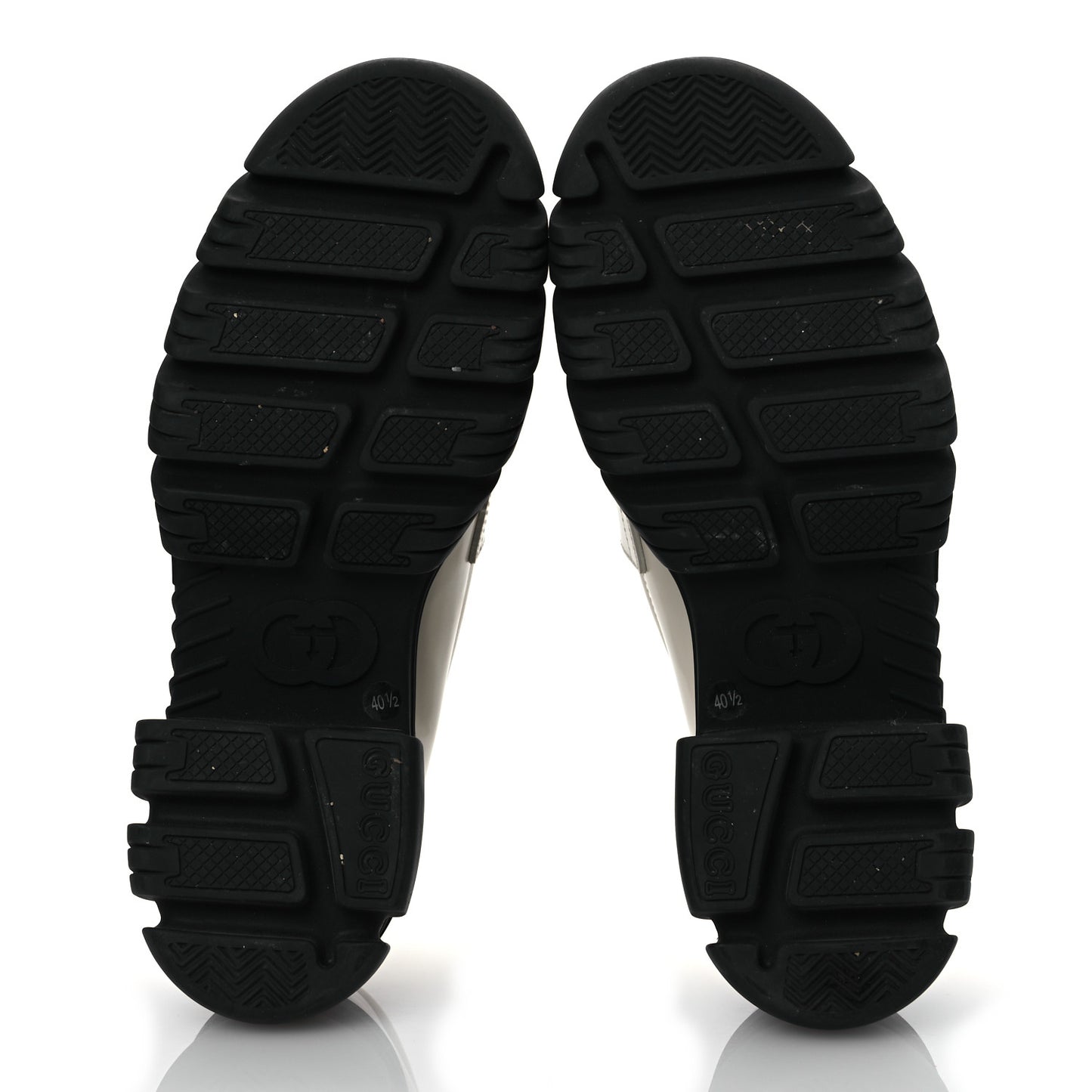 Magnum Calfskin Nappa Crystal Womens Interlocking G Platform Chunky Lug Sole 40mm Loafers 40.5 White