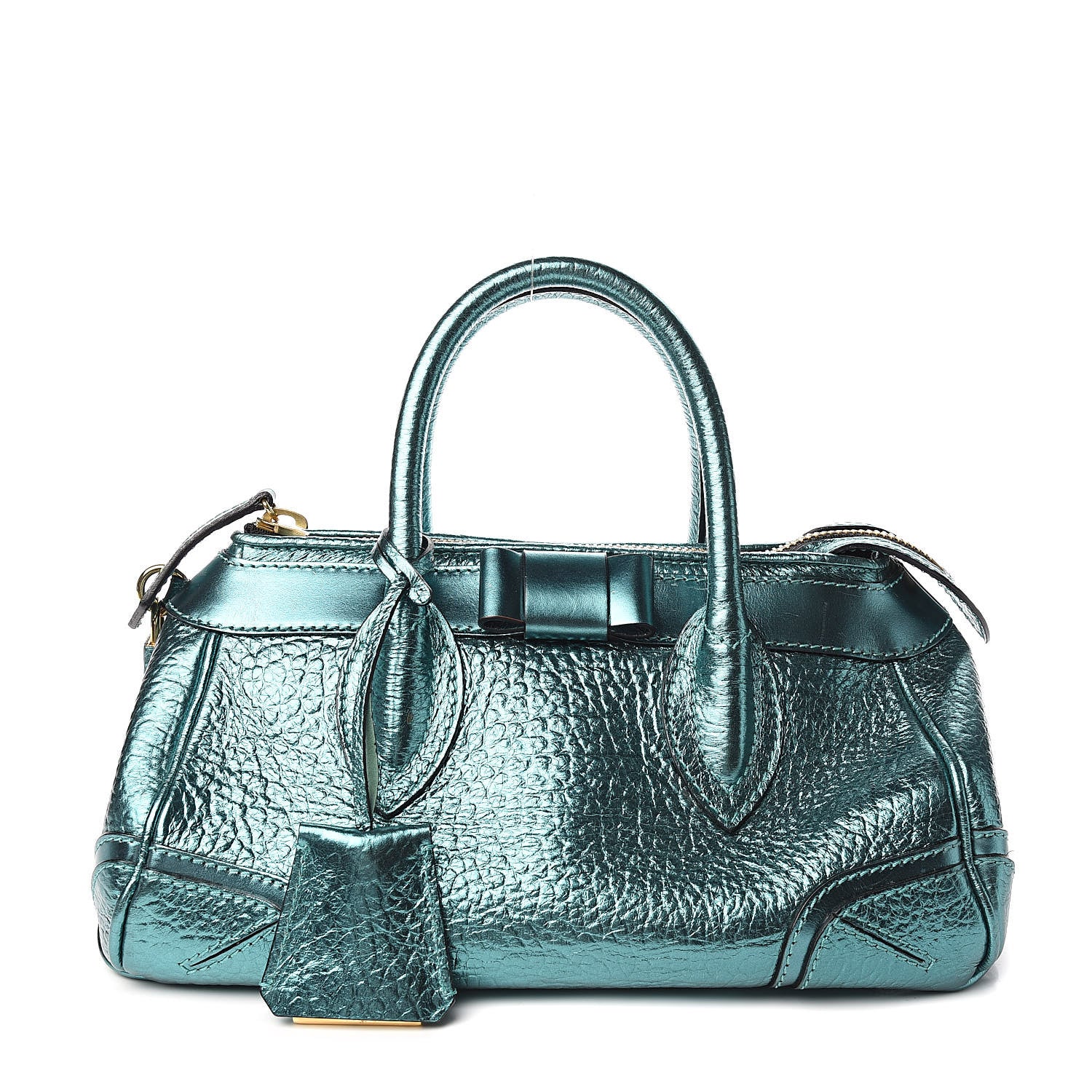 Burberry Metallic Calfskin Blaze Satchel Petrol Blue 1 of 12
