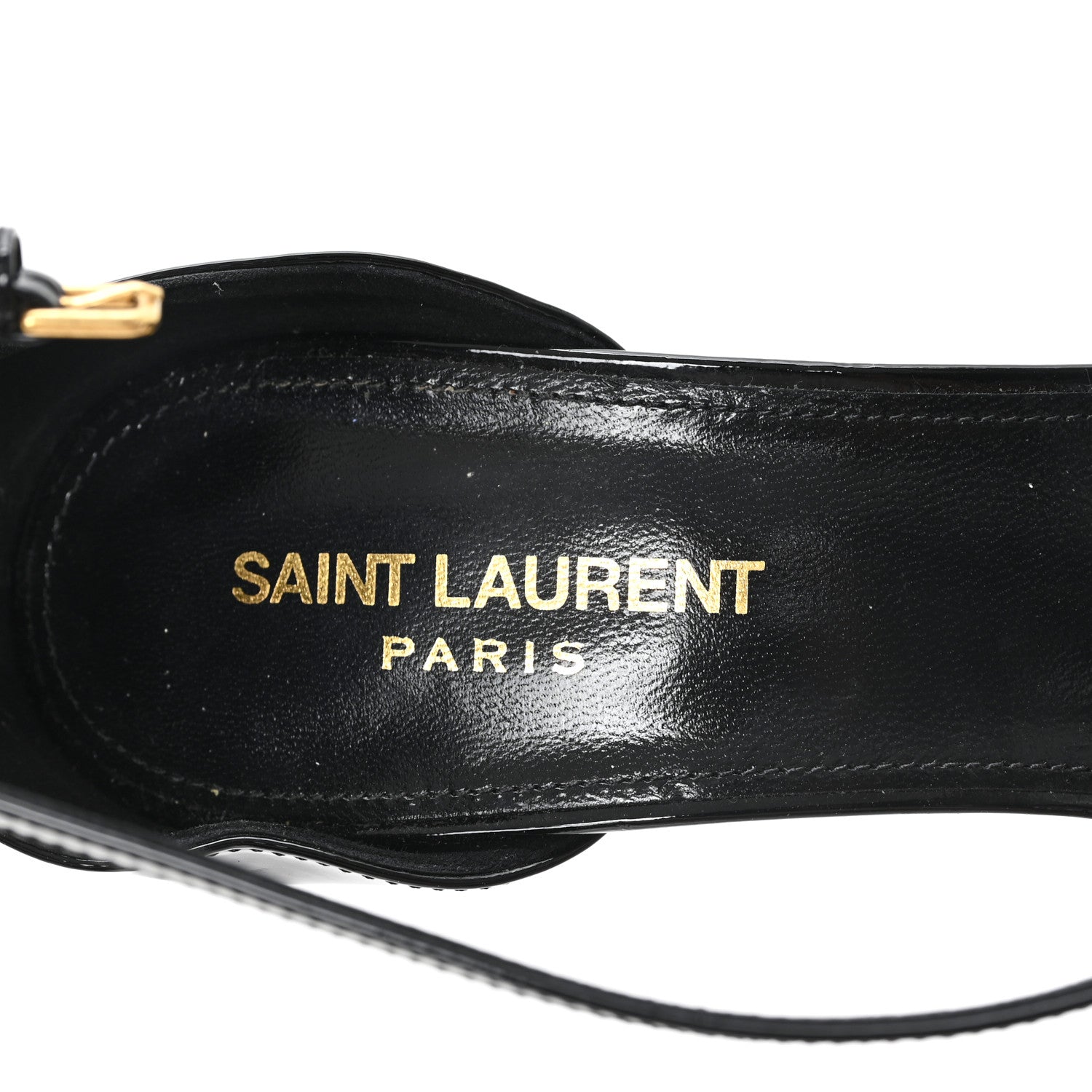 Saint Laurent Patent Calfskin Amber 105 Ankle Strap Sandals 39 Black 8 of 9