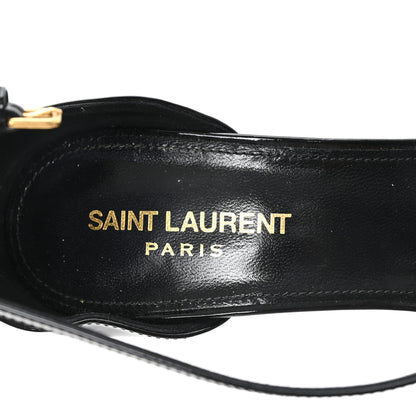 Saint Laurent Patent Calfskin Amber 105 Ankle Strap Sandals 39 Black 8 of 9