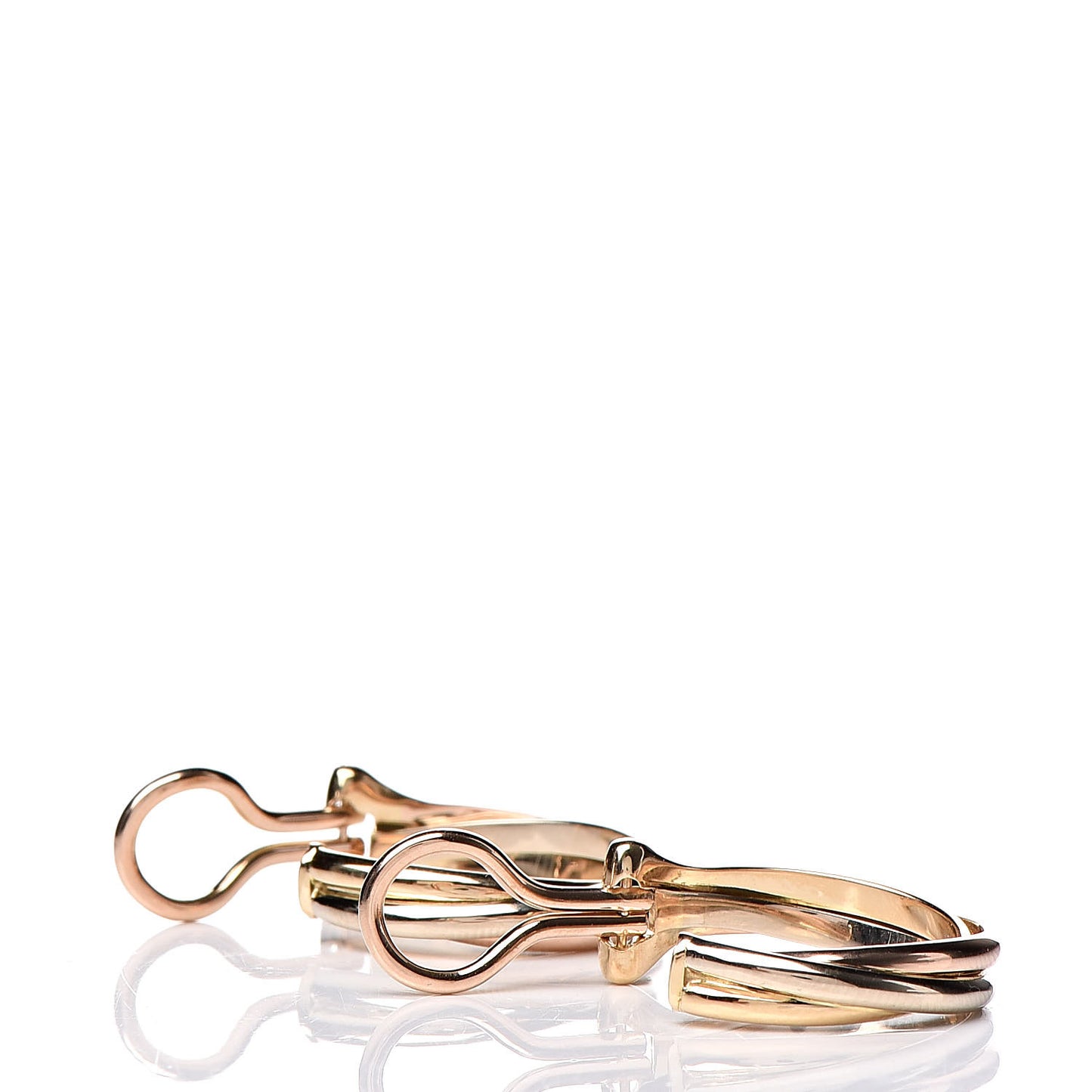 18K Pink Yellow White Gold Small Trinity Clip-On Hoop Earrings