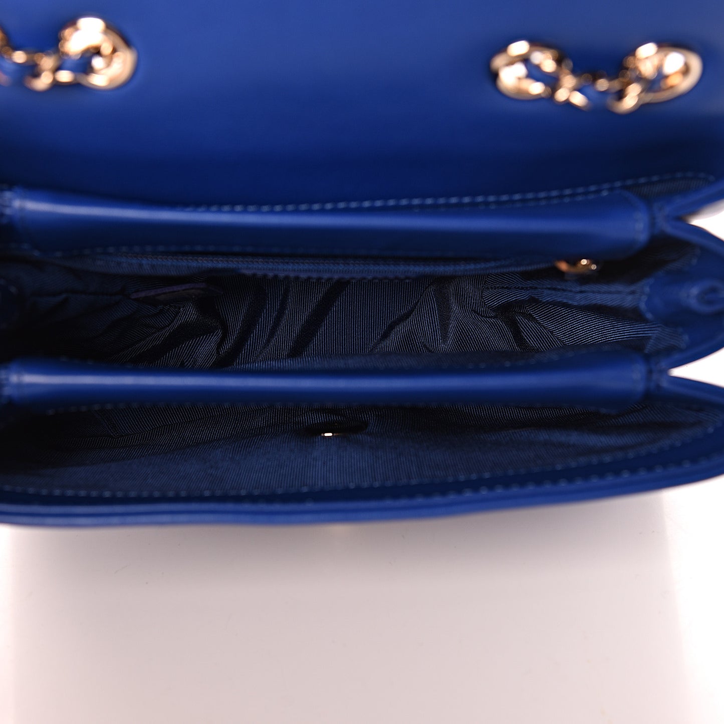 Calfskin Stitched Flap Dark Blue