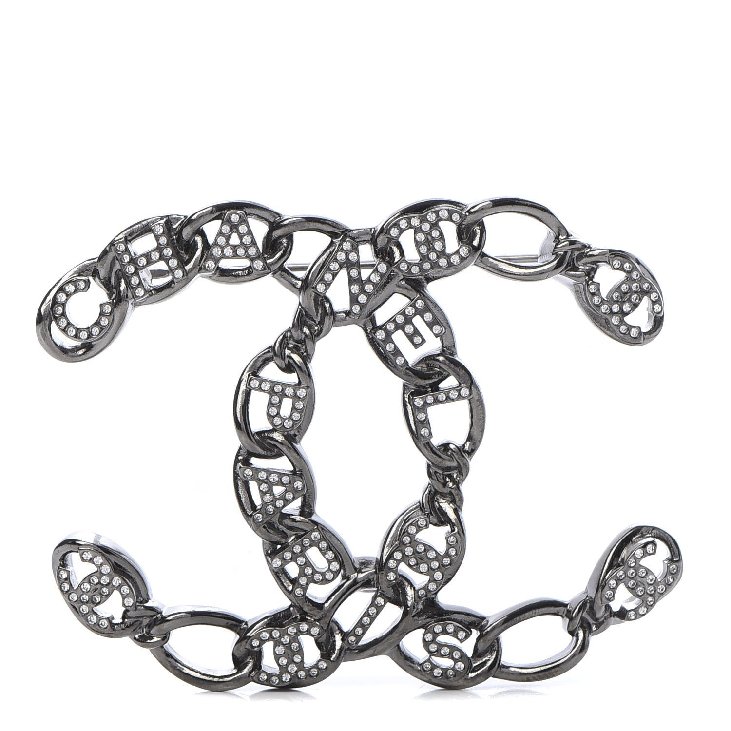 Chanel Ruthenium Crystal CC Brooch 1 of 5