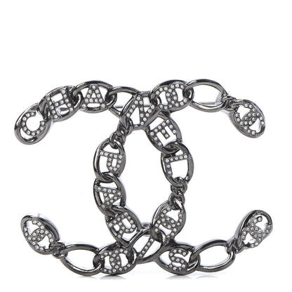 Chanel Ruthenium Crystal CC Brooch 1 of 5