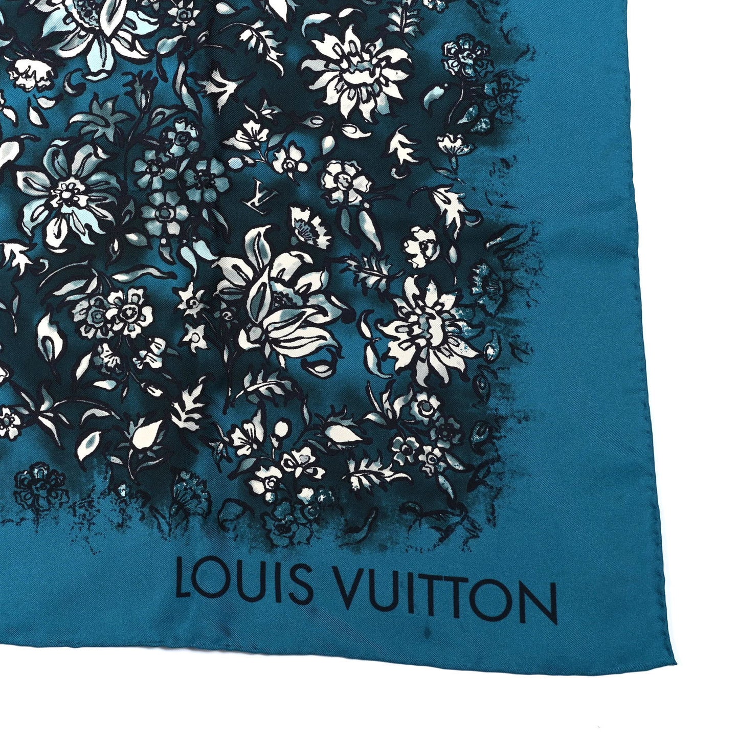 Silk Floral Square Scarf Blue