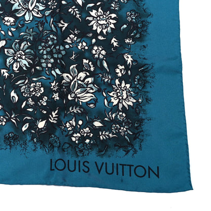Louis Vuitton Silk Floral Square Scarf Blue 3 of 3