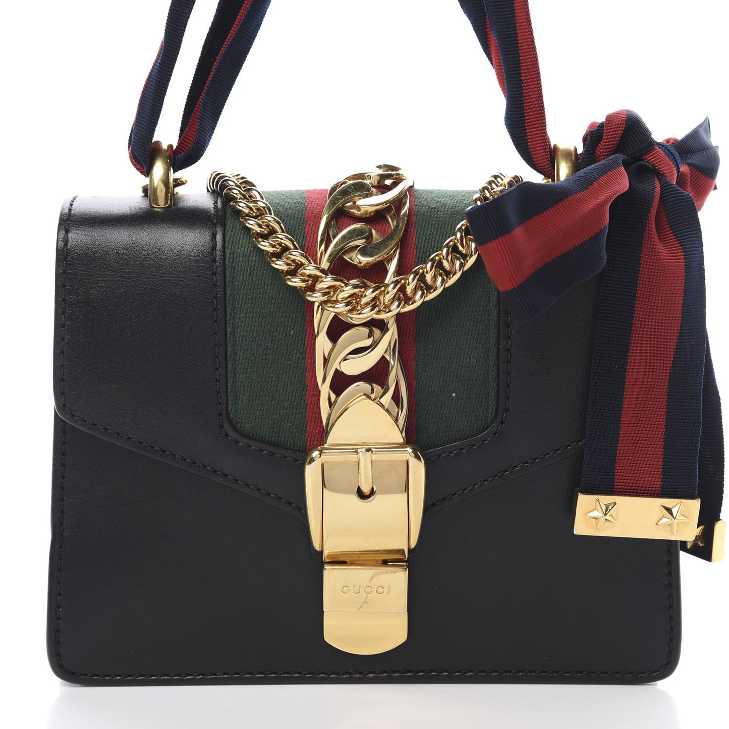Calfskin Mini Sylvie Chain Shoulder Bag Black