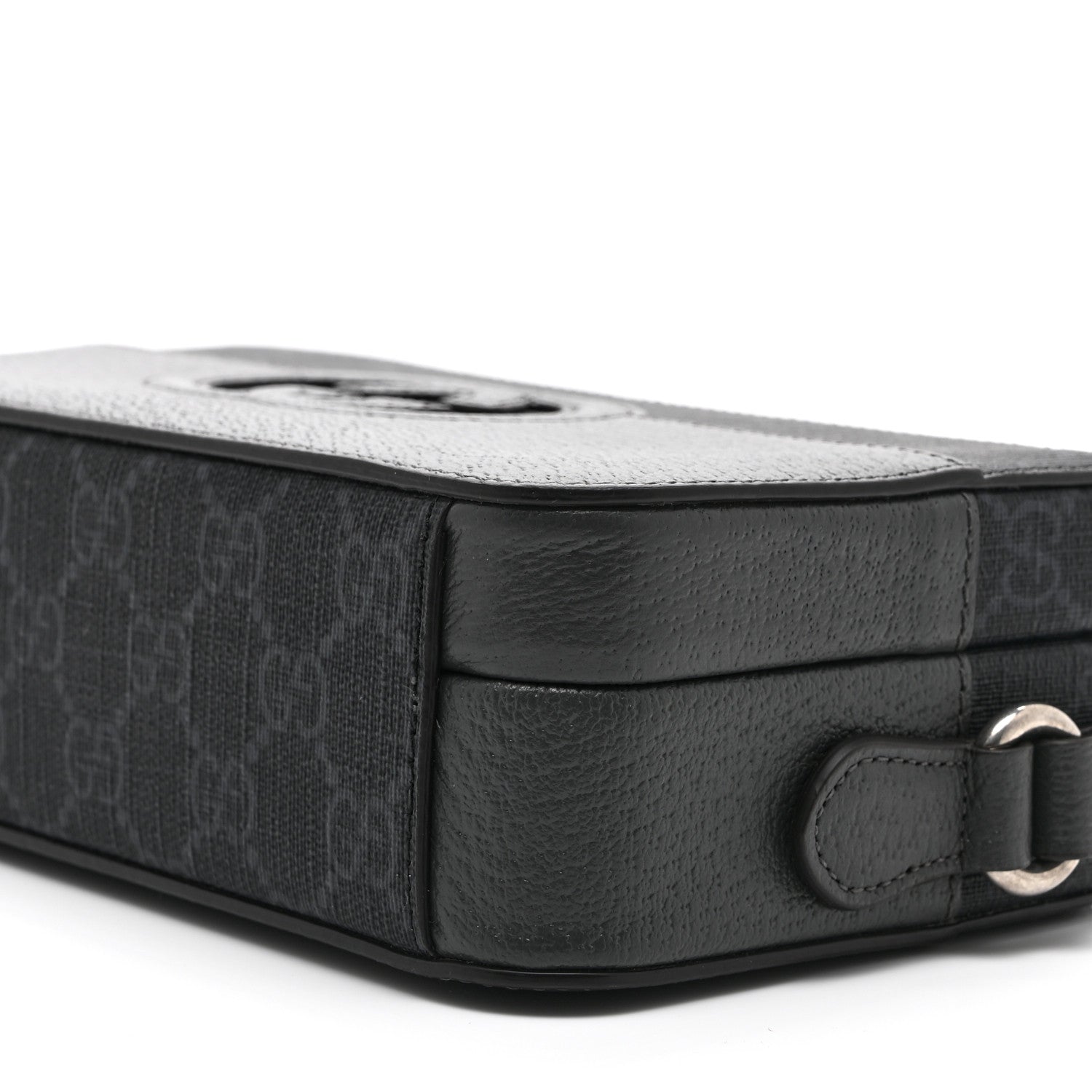 Gucci GG Supreme Monogram Textured Dollar Calfskin Mini New Basket Shoulder Bag Black Grey 10 of 10