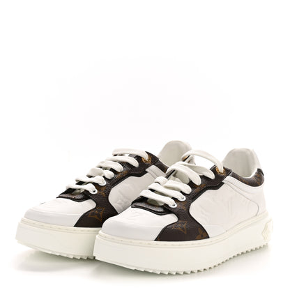 Louis Vuitton Calfskin Embossed Monogram Time Out Sneakers 39 White 4 of 9
