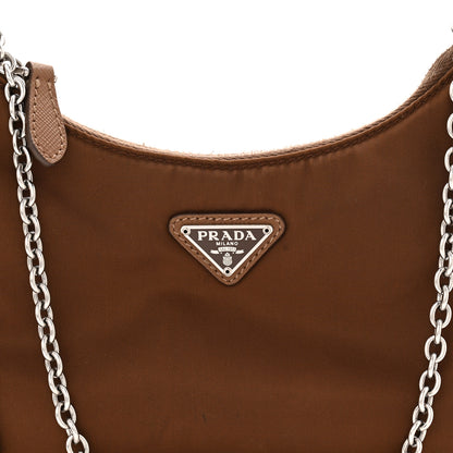 Prada Tessuto Nylon Saffiano Re-Edition 2005 Shoulder Bag Cacao 9 of 12