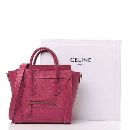 Celine Drummed Calfskin Nano Luggage Fuchsia 11 of 11