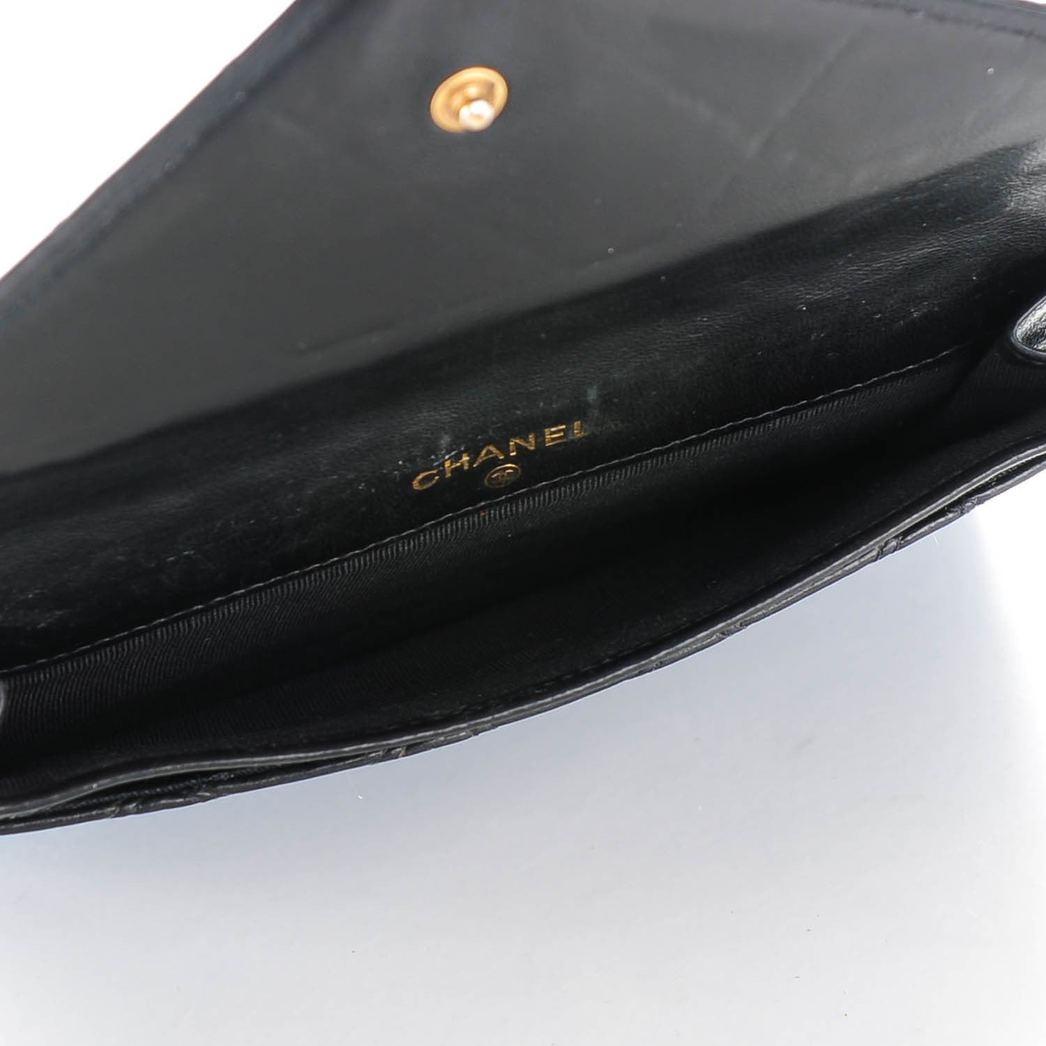 Chanel Lambskin Diamond Stitched Wallet Black 5 of 8