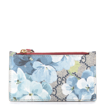 Gucci GG Supreme Monogram Blooms Coin Case Card Holder Beige Blue Navy Hibiscus Red 1 of 6