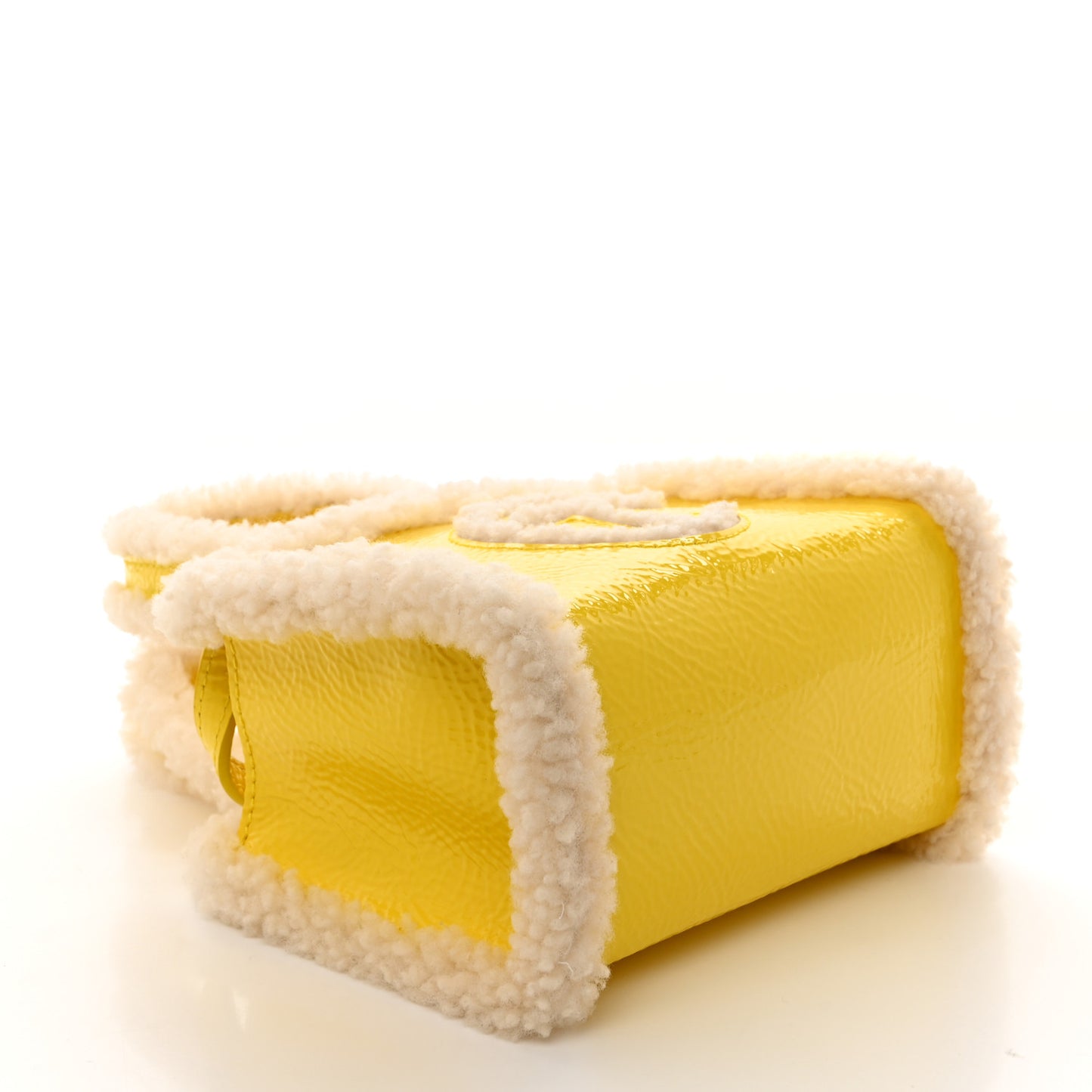 X UGG Crinkle Patent Shearling Small Shopping Bag Taxi