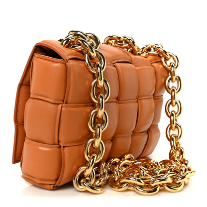 Bottega Veneta Lambskin Maxi Intreccio Padded Chain Cassette Crossbody Bag Caramel 3 of 12