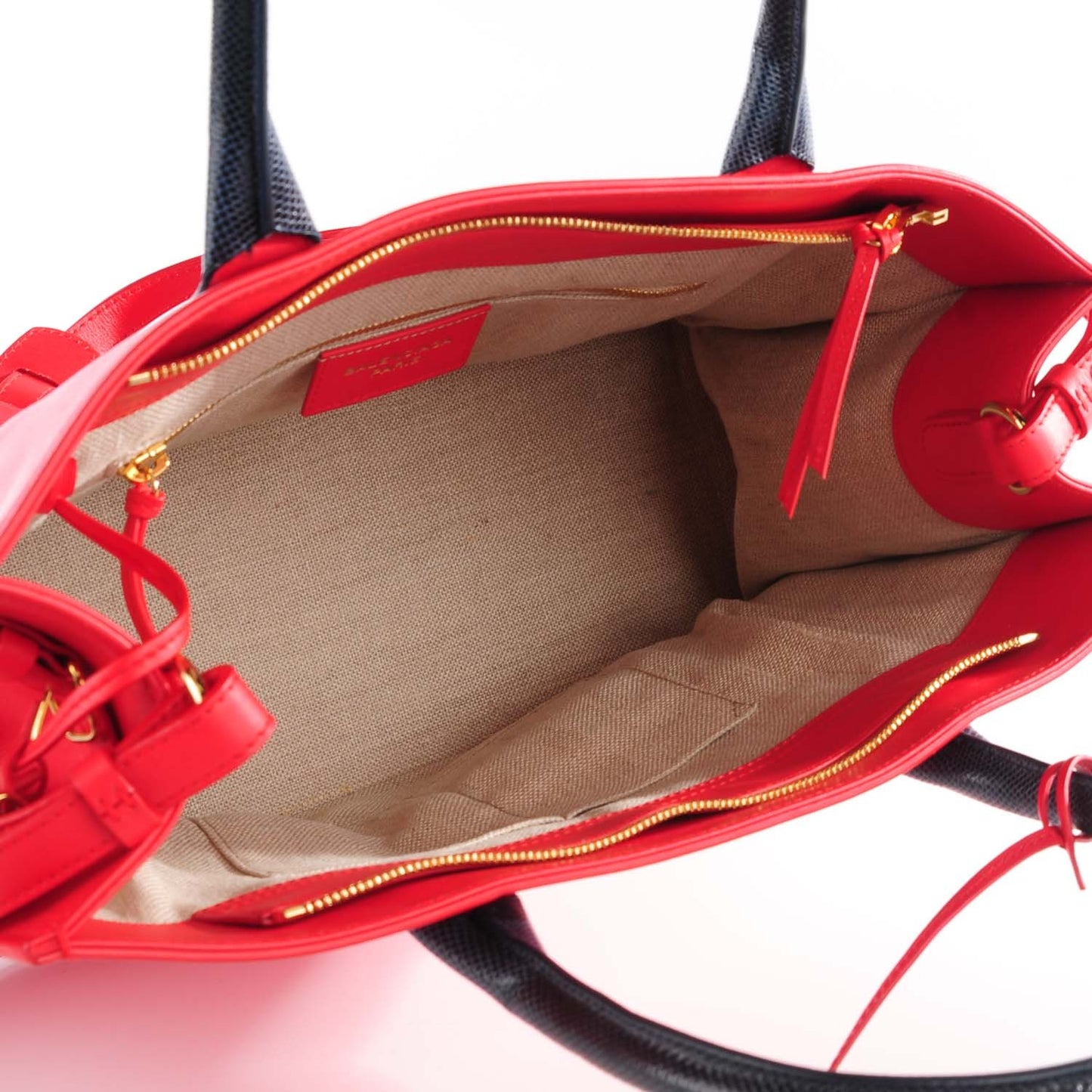 Karung Calfskin Padlock Nude Work S Top Handle Rouge Cherry