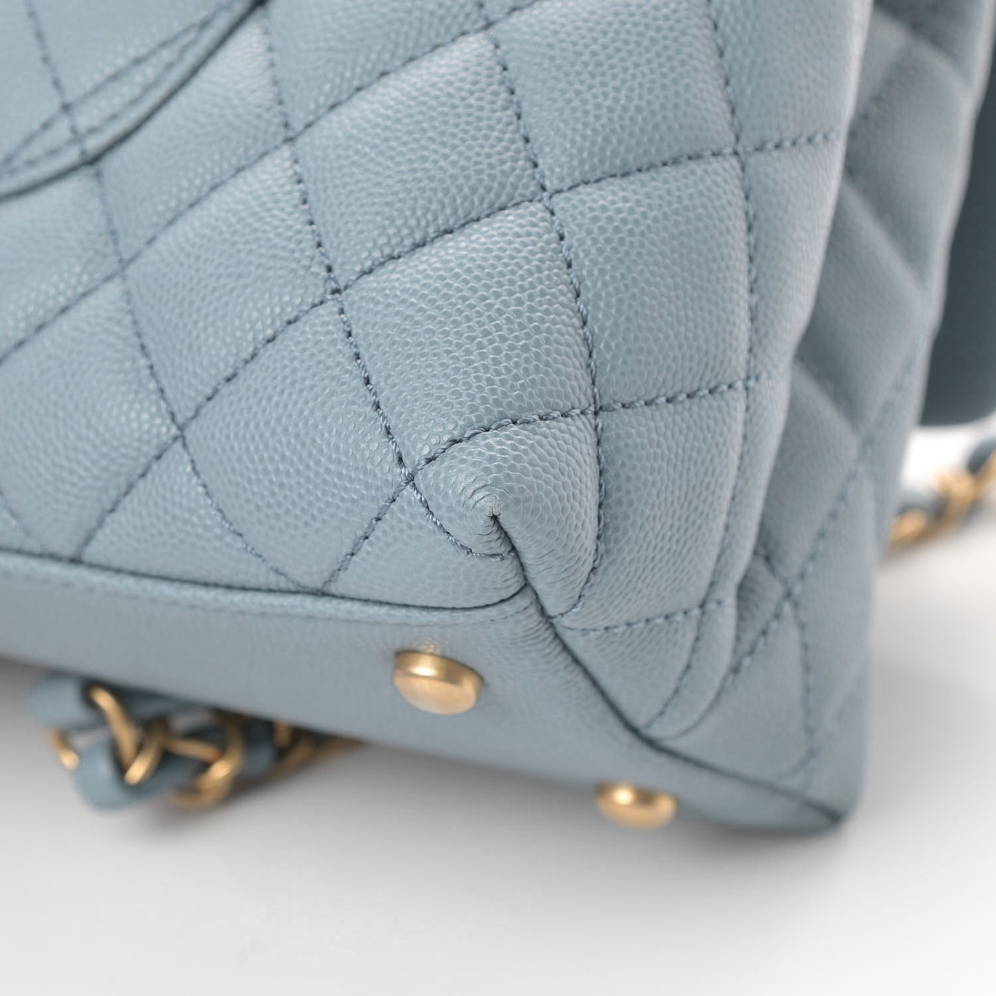 Caviar Quilted Small Coco Handle Flap Blue