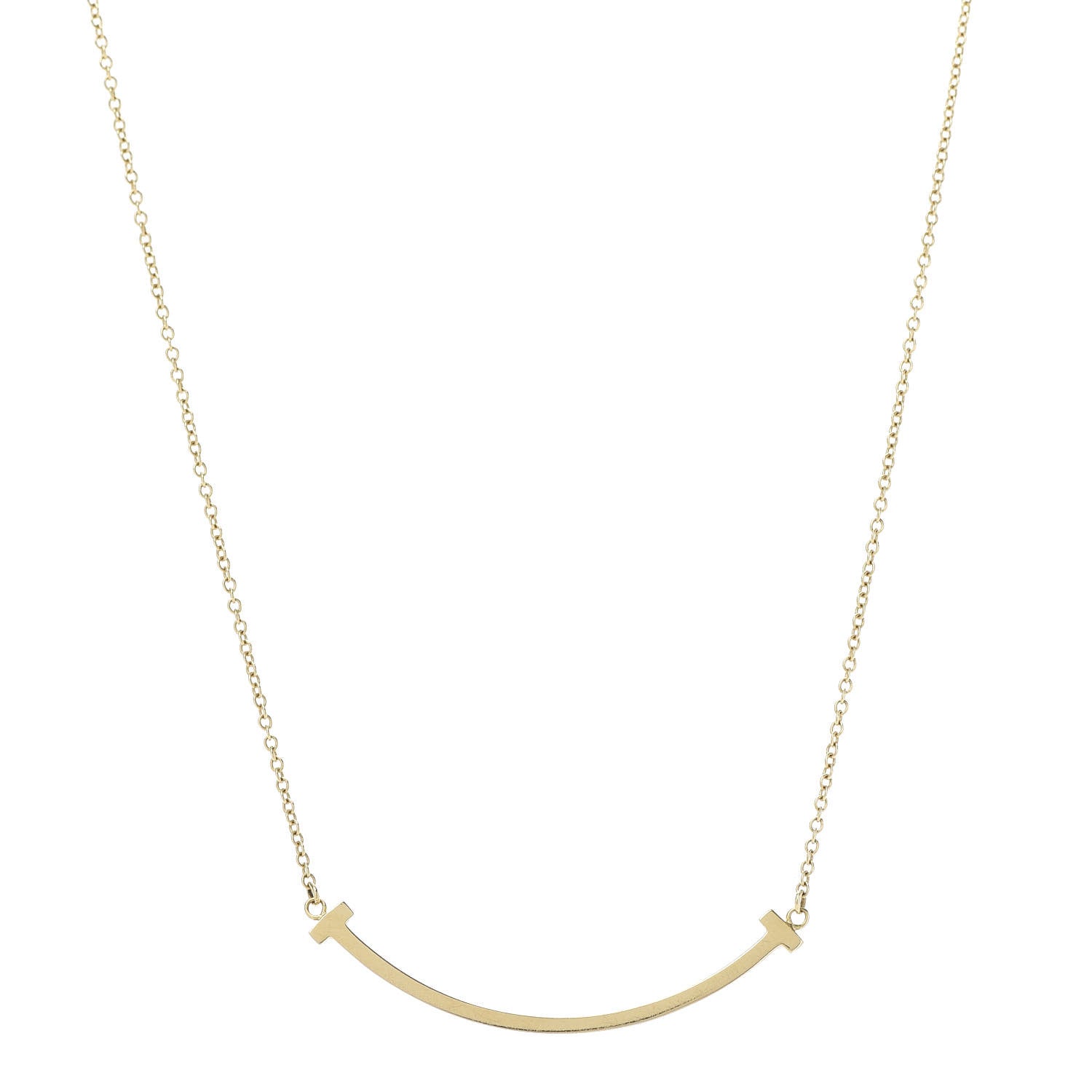 Tiffany 18K Yellow Gold Small T Smile Pendant Necklace 1 of 6