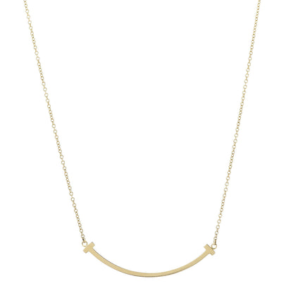 Tiffany 18K Yellow Gold Small T Smile Pendant Necklace 1 of 6