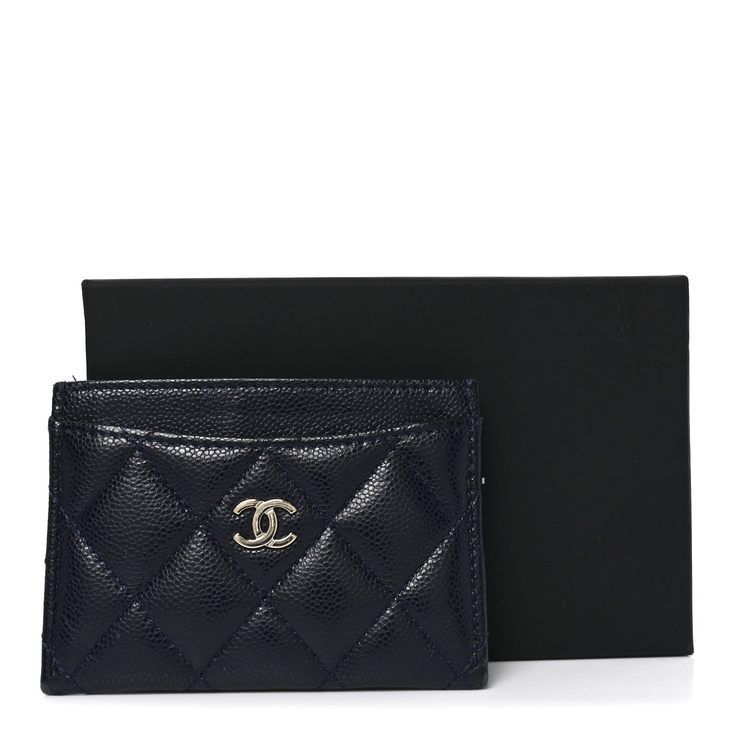 Caviar Quilted Card Holder Navy