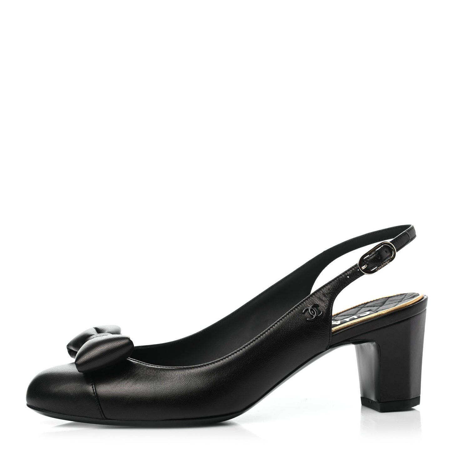 Lambskin Slingback Bow Pumps 37 Black