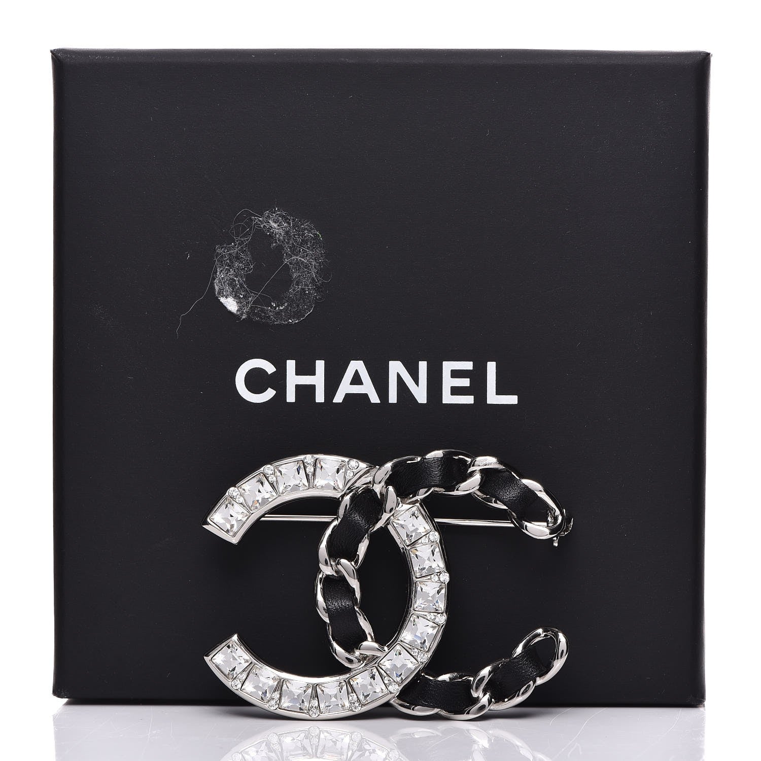 Chanel Lambskin Baguette Crystal CC Brooch Black Silver 5 of 5