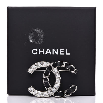 Chanel Lambskin Baguette Crystal CC Brooch Black Silver 5 of 5