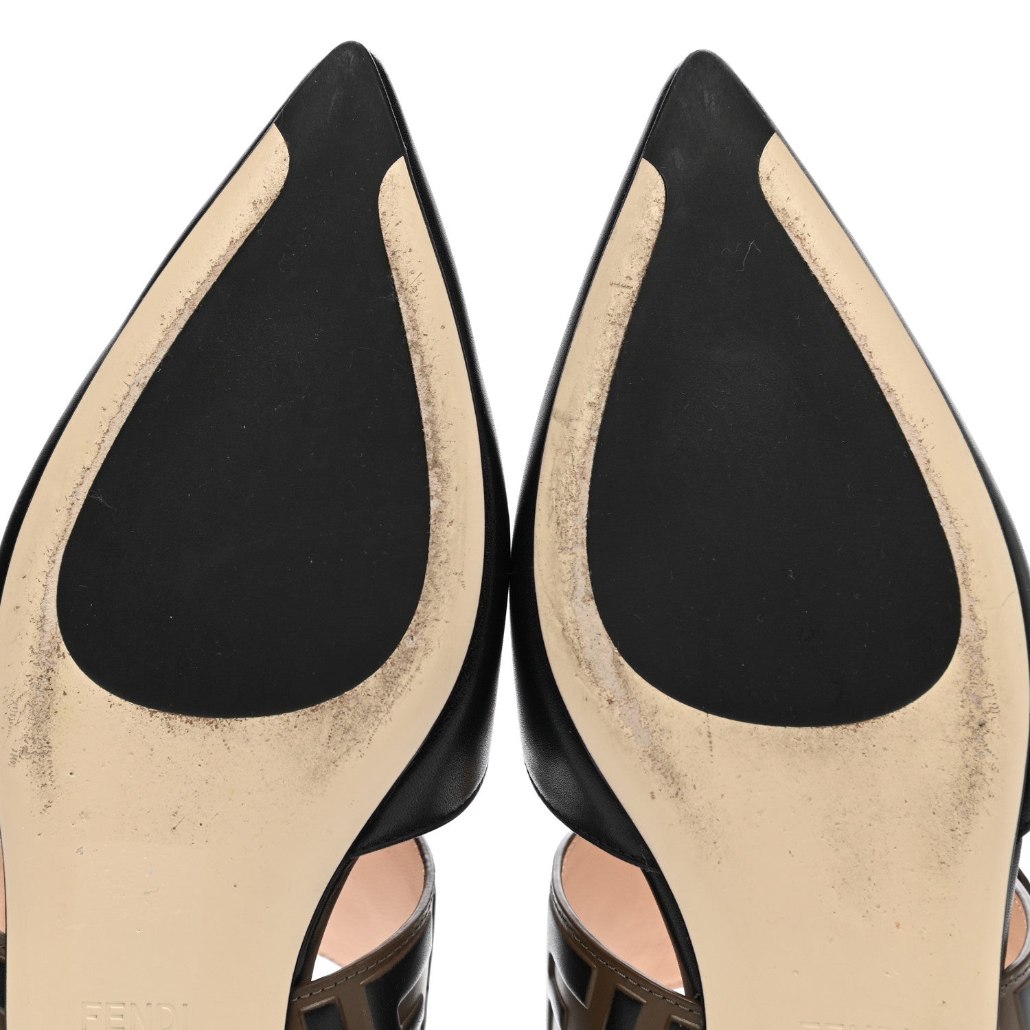 Fendi Vitello FF Embossed Buckle Flat Mules 37 Maya Black 8 of 9
