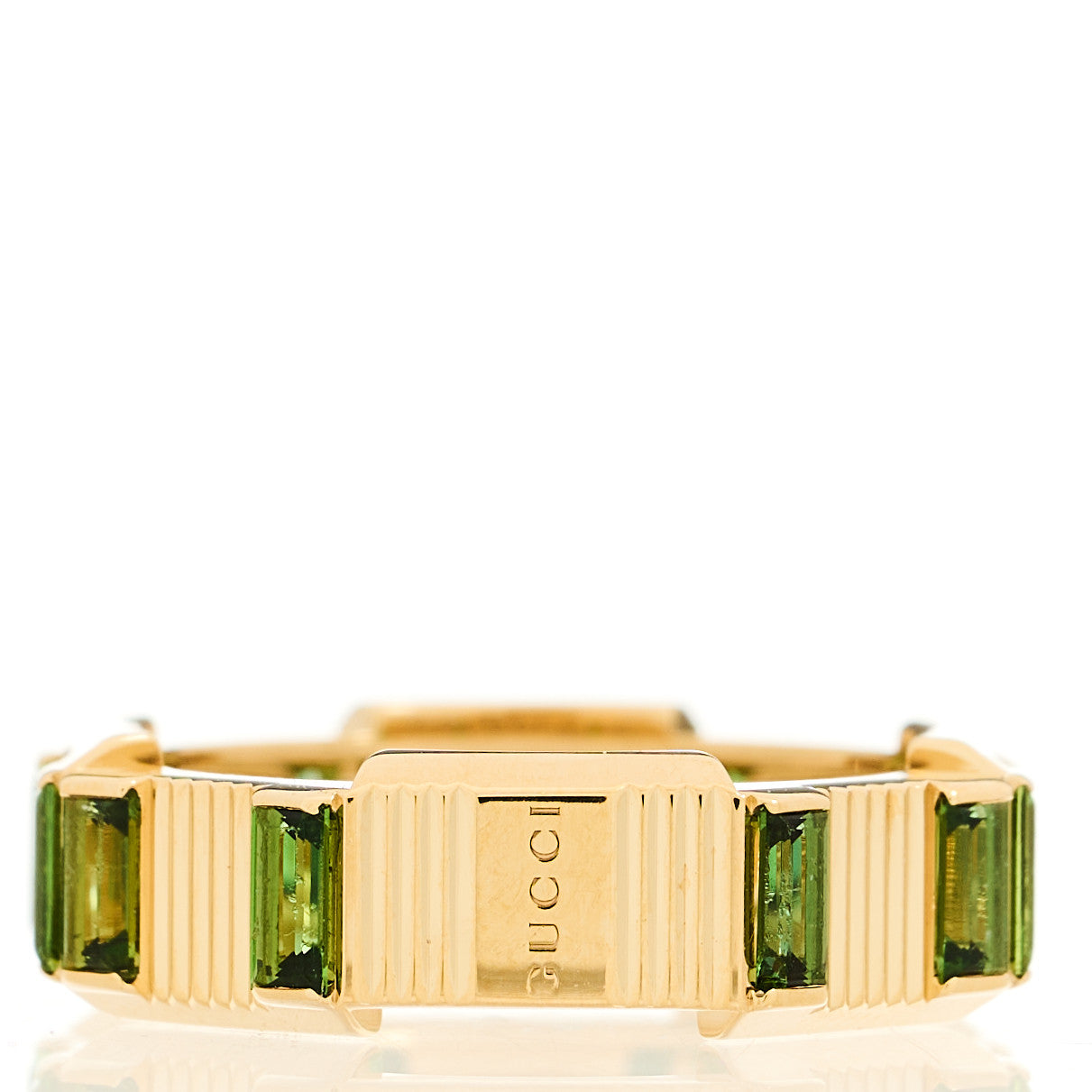 18K Yellow Gold Green Tourmaline 7mm Link to Love Ring 54 6.75