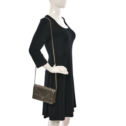 Christian Dior Metallic Patent Micro-Cannage Diorama Wallet on Chain Pouch Gold 2 of 10